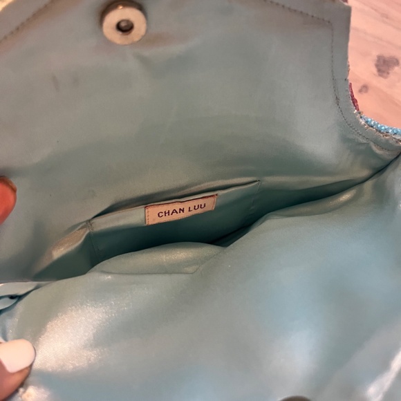 Chan Luu beaded and silk vintage handbag,  blue bronze with pink flowers, yellow - Picture 11 of 13